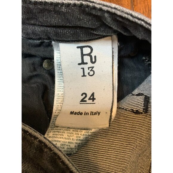 R13 Black Denim Boy Skinny Cropped Jeans $365, Size 24 - Picture 8 of 10